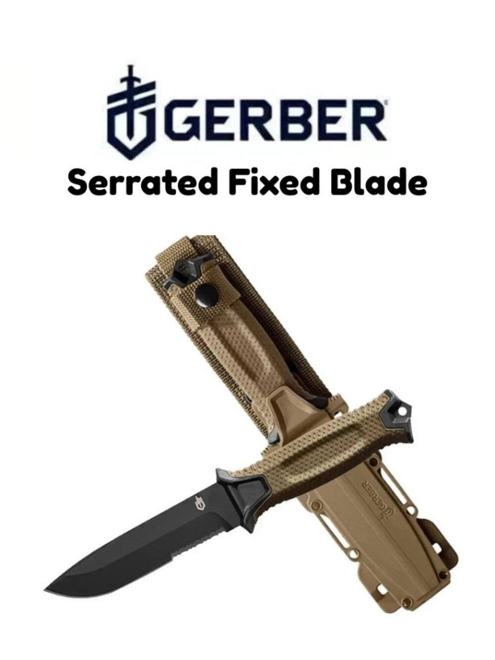 Gerber StrongArm Knife, Coyote Brown Serrated Fixed Blade